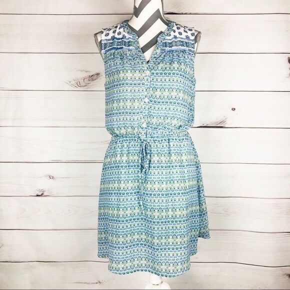 GAP Womens Small Sleeveless Blue Floral Shirtdress - Picture 2 of 8